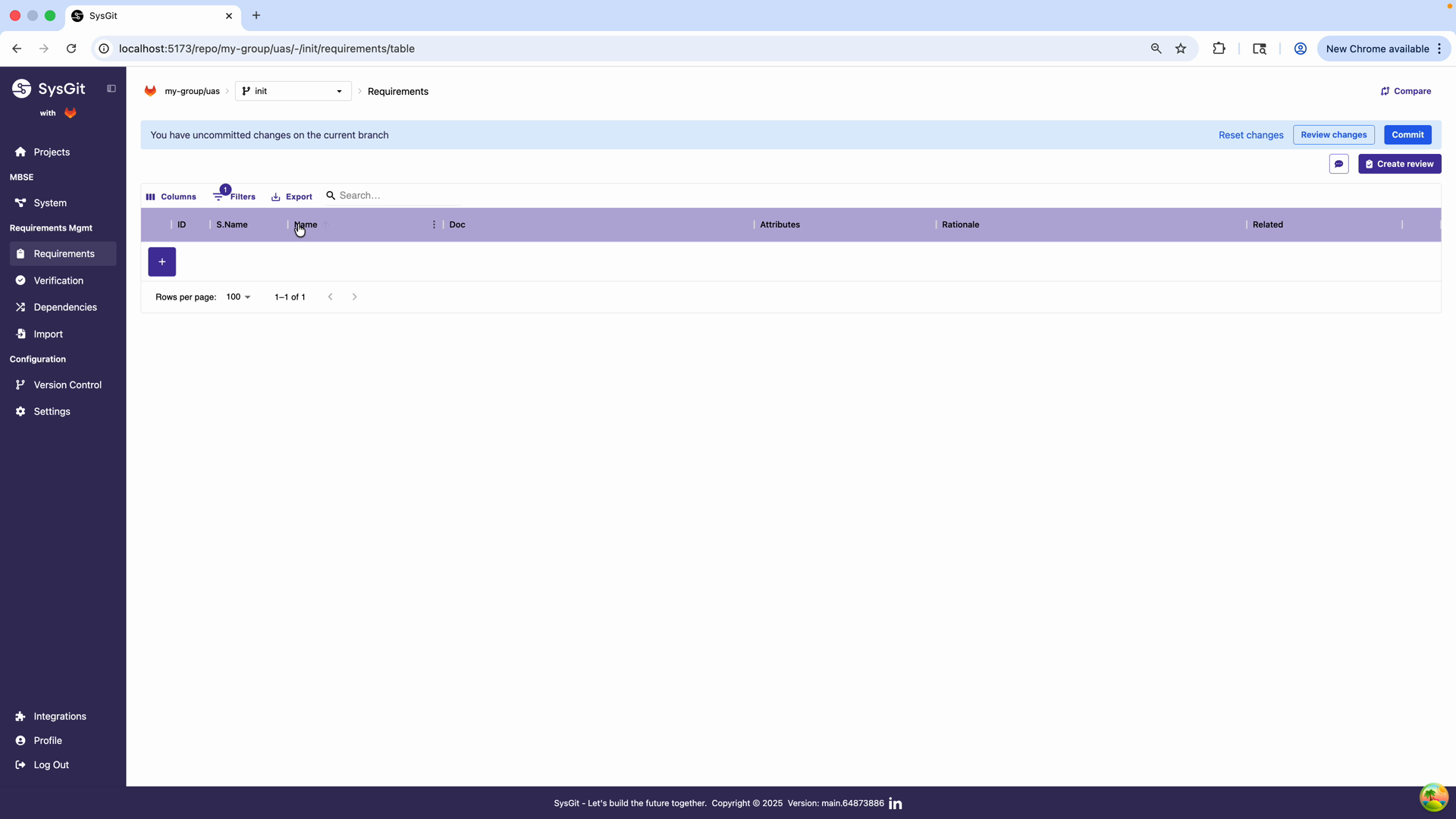 Switching to table view