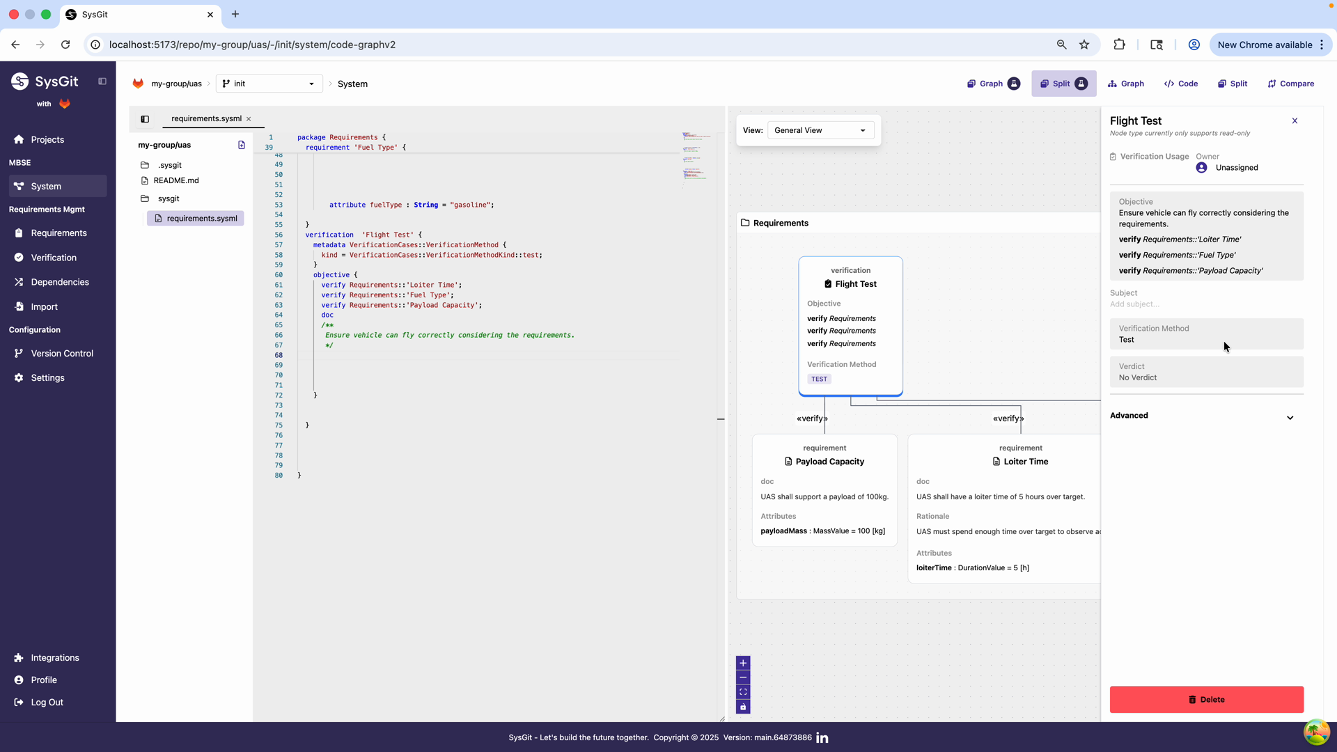 Verification details panel