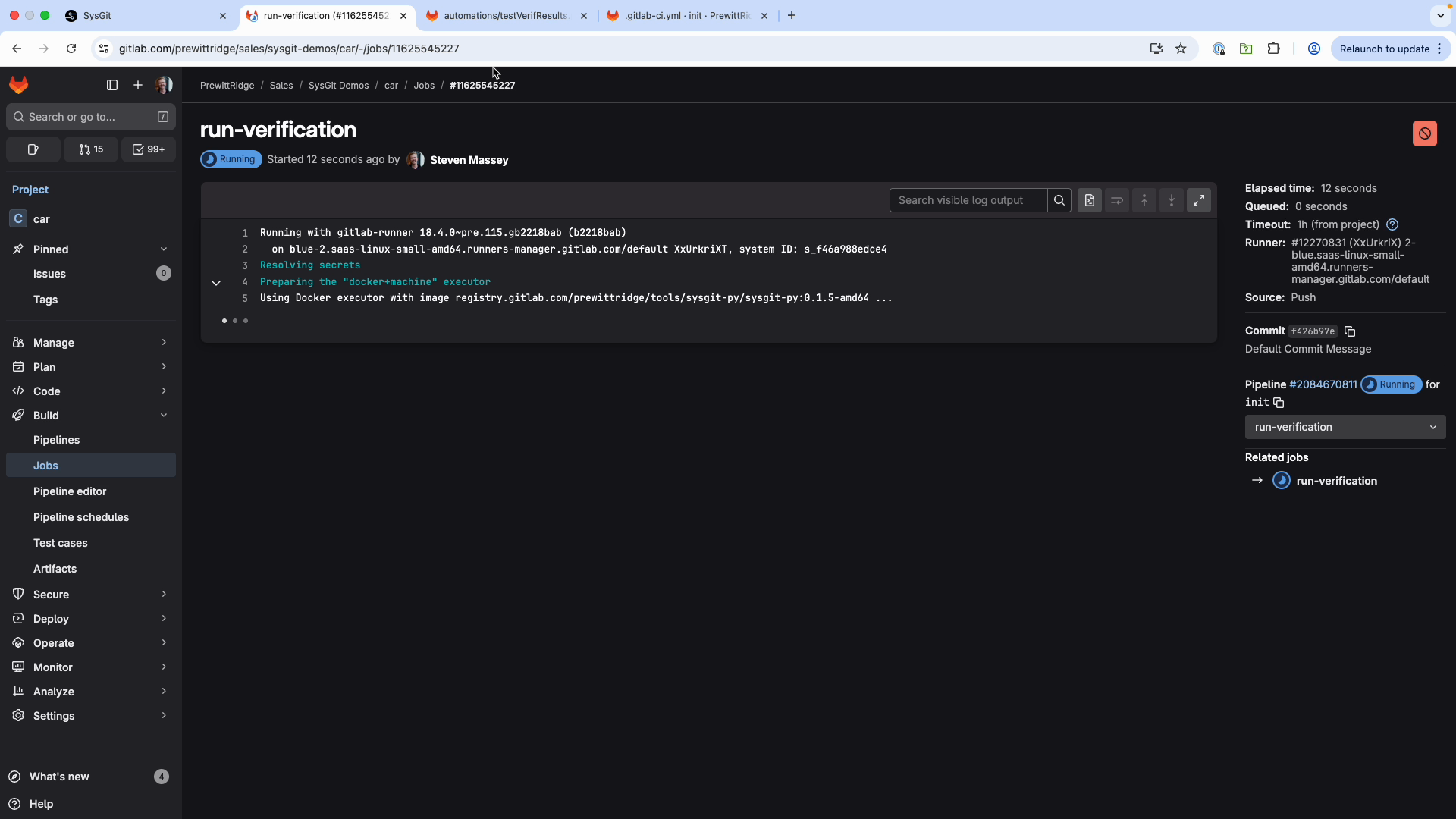 Pipeline console output