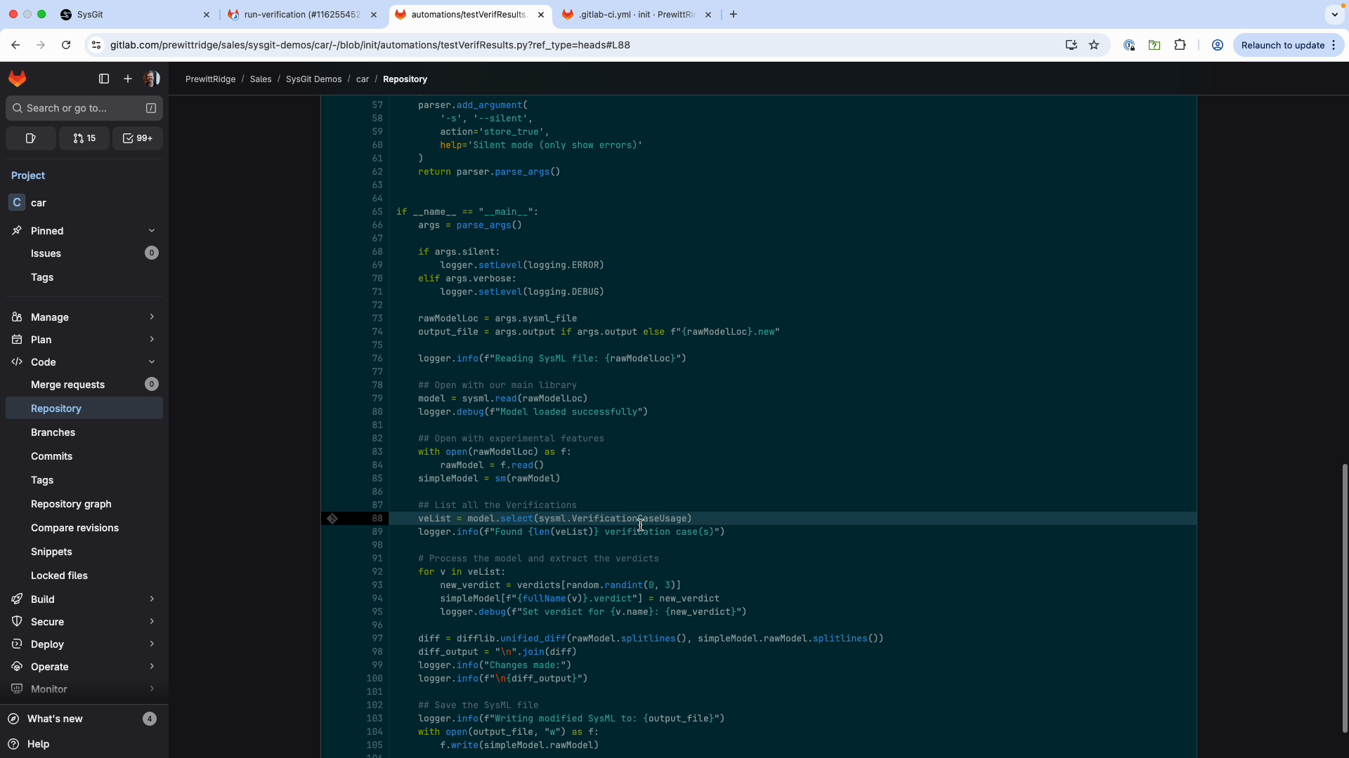 Python script in repository