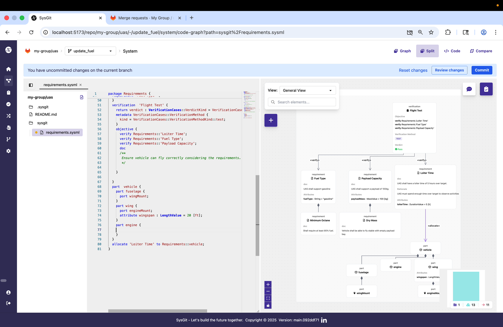 Reviewing changes before commit
