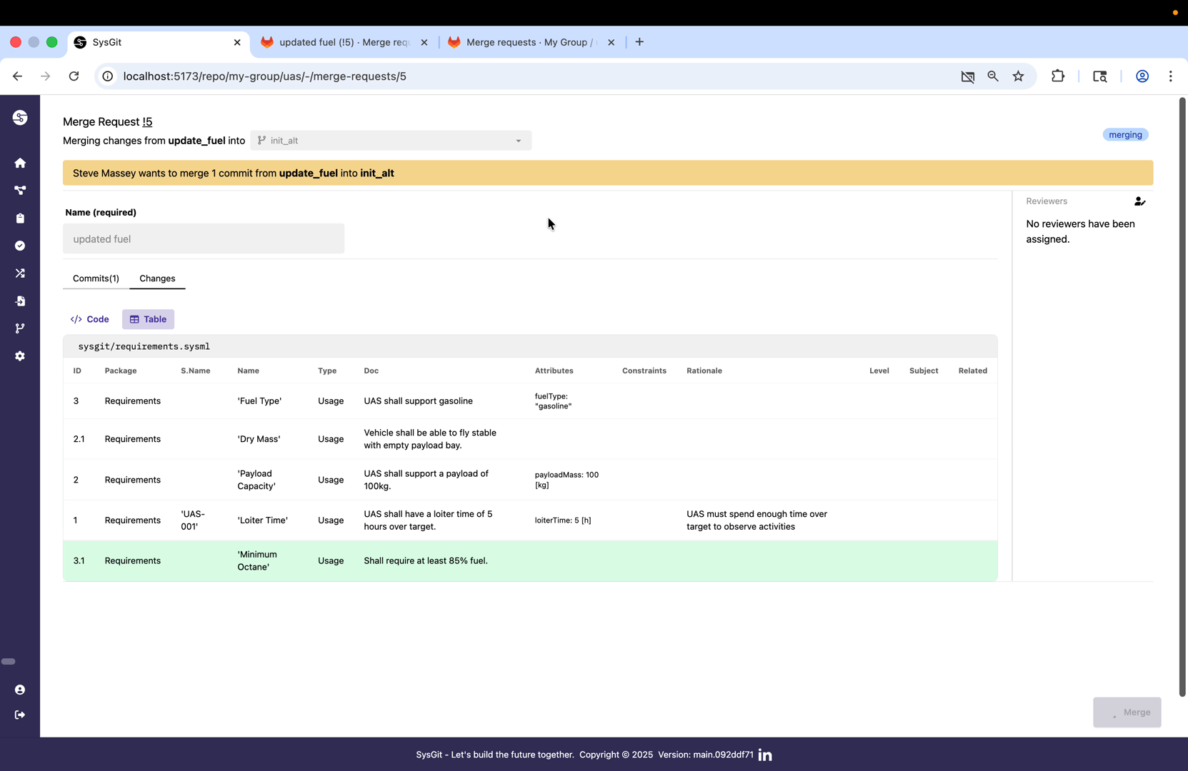 Merge button ready after approval